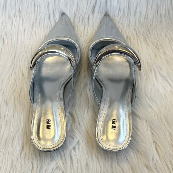 JW PEI Helena Pierced Mules Vegan Leather Slip On Pointed Toe Kitten Heel Shoes - Picture 11 of 14